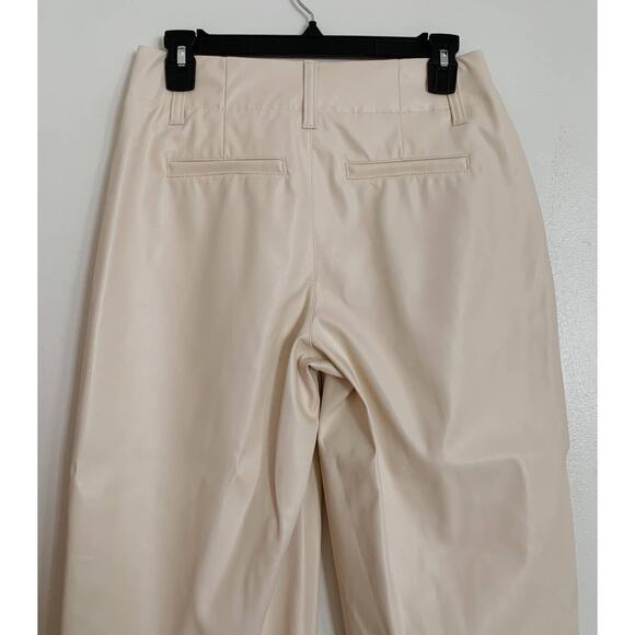 Cream Target A New Day Pleated Faux Leather Trousers 4 - Picture 4 of 4